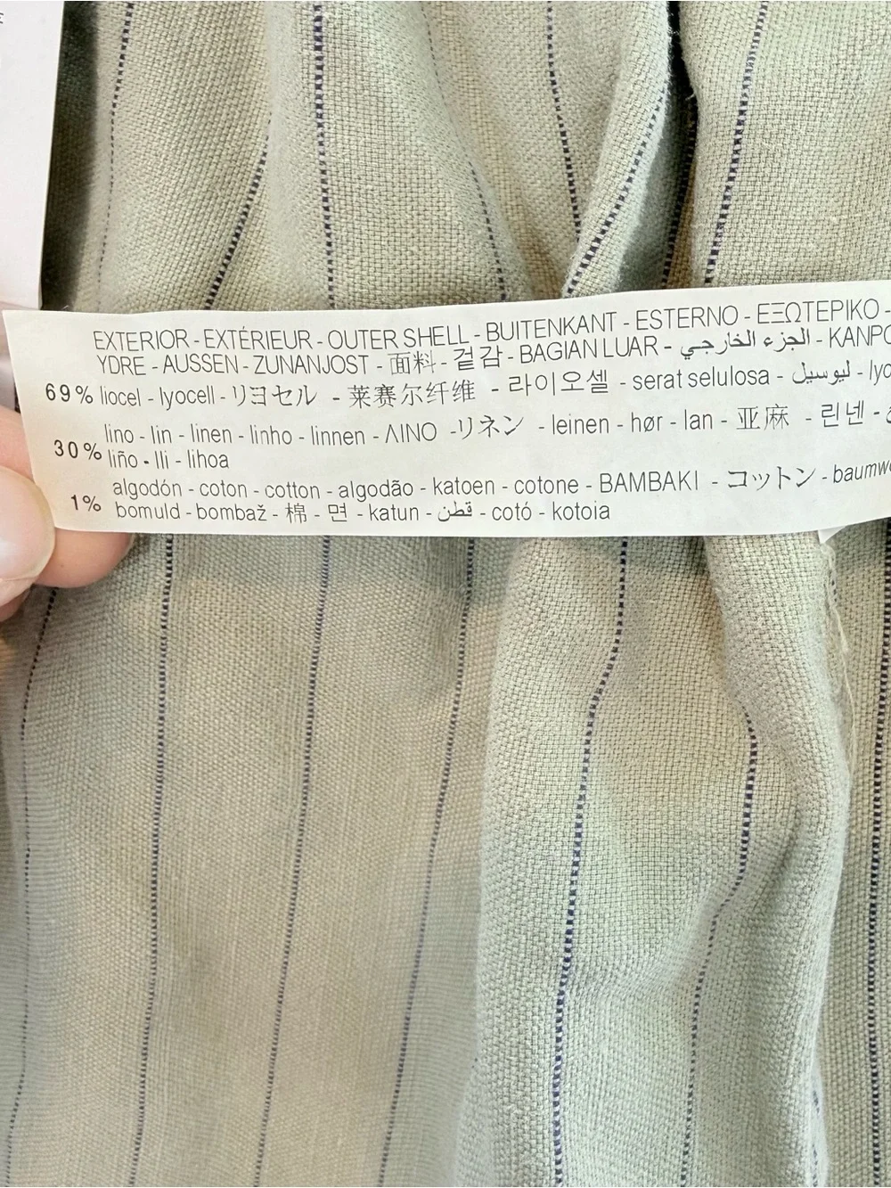 ZARA - New Baby Girl striped Linen blend sleeveless dress sage green 12-18 month
